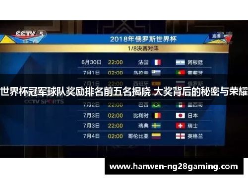 世界杯冠军球队奖励排名前五名揭晓 大奖背后的秘密与荣耀